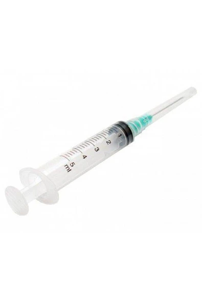 5 ml (225 ADET - KUTU) Enjektör Yeşil İğneli Steril 5 cc Şırınga 38mm 21G ürün görseli 1