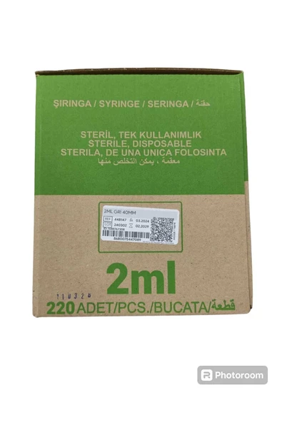 2 Cc ml Düz Uç Dental Enjektör Gri Uç 27 G 40 Mm 220 Li Kutu ürün görseli 1