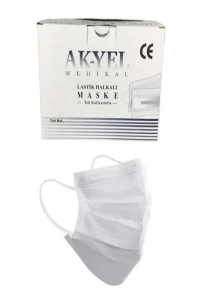 Akyel Maske meltblown 3 kat filtreli beyaz 100 adet ürün görseli 1