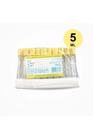 Vakumlu Jelli Boş Tüp 5 ML (Sarı Kapak) 100'lü Paket ürün görseli 1