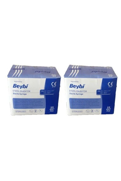 BEYBİ Steril Enjektör 21G 50cc 8,80*38MM 25 Adet (2 KUTU) ürün görseli 1