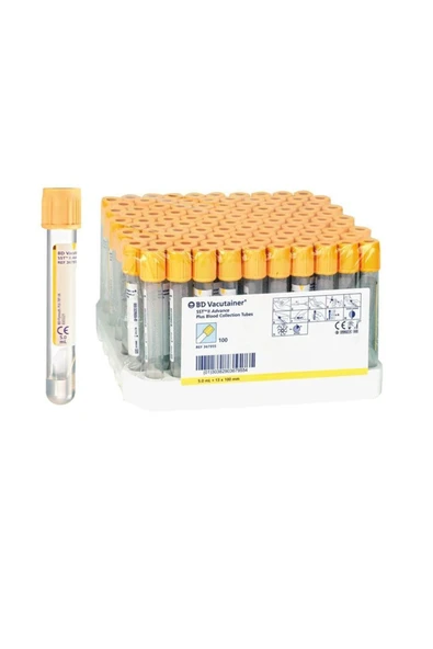 Vacutainer Sarı Kapak 5 Ml 100 Adet ürün görseli 1