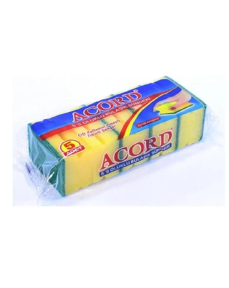 ACORD BULAŞIK SÜNGERİ OLUKLU 5 Lİ K.521 0206 ürün görseli 1