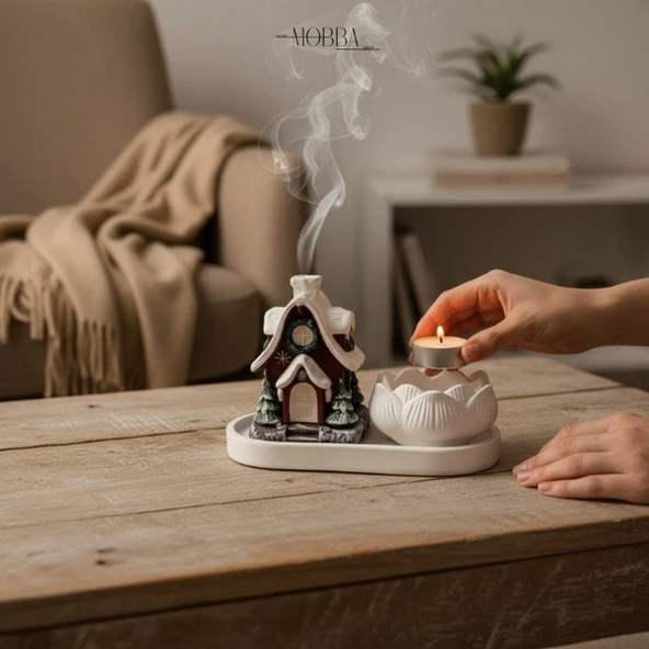 Kahverengi Kar Masalı Tütsülük Dekoratif Set ürün görseli 1