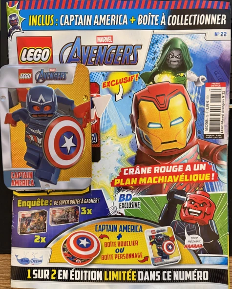 Lego Marvel Avengers Aylık Dergi- Captan America Metal Kutu - Fransızca ürün görseli 1