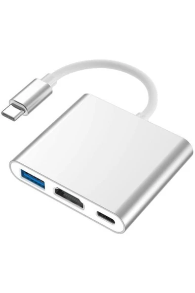 4K Type-C to HDMI + USB + Type-C Şarj Çevirici Adaptör (3-in-1) ürün görseli 1