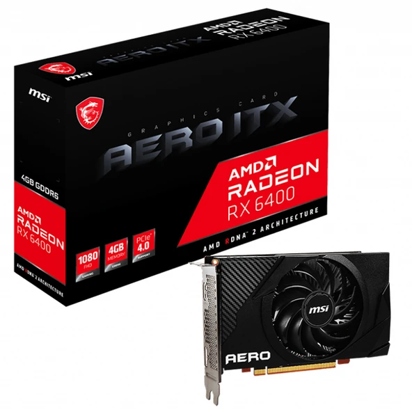 MSI VGA RADEON RX 6400 AERO ITX 4G RX6400 4GB GDDR6 64B PCIE 4.0 X4 (1XDP 1XHDMI) Ekran Kartı ürün görseli 1