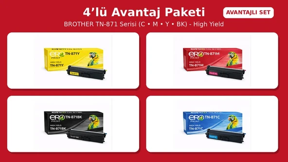 TN-871 / Brother HL-L9470CDN İçin 4 Renk Muadil Toner Set ürün görseli 1