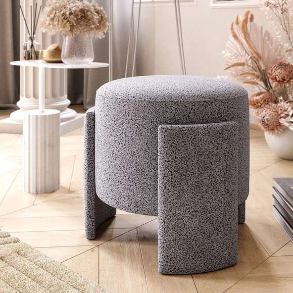 ASH 3 Ayaklı Minimalist Puf, Oturma Odası, Antre-Hol - Gri ürün görseli 1