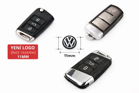 Volkswagen Anahtar Logo Sticker 11 mm Damla – Yeni Logo (İnce Tasarım) SİYAH ürün görseli 1