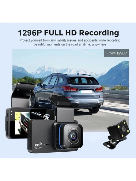 NewOrg Çift Lens 1296p Süper Hd Araç İçi Kamera Wifi Arka Görüşlü ürün görseli 1
