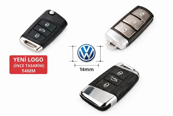 Volkswagen Anahtar Logo Sticker 14 mm Damla – Yeni Logo (İnce Tasarım) MAVİ ürün görseli 1