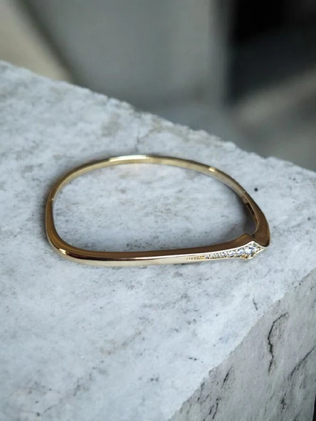 14K GOLD KAPLAMA ZİRKON TAŞLI KELEPÇE ürün görseli 1