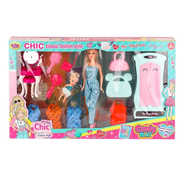 02259 Cindy Doll Dolaplı Bebek Oyun Seti -Oydaş Oyuncak ürün görseli 1