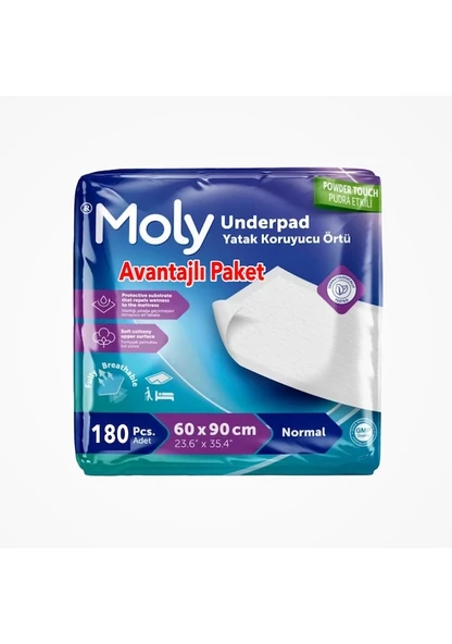 Moly Yatak Koruyucu 60cm X 90cm 30'lu Paket X 6 180 Adet ürün görseli 1