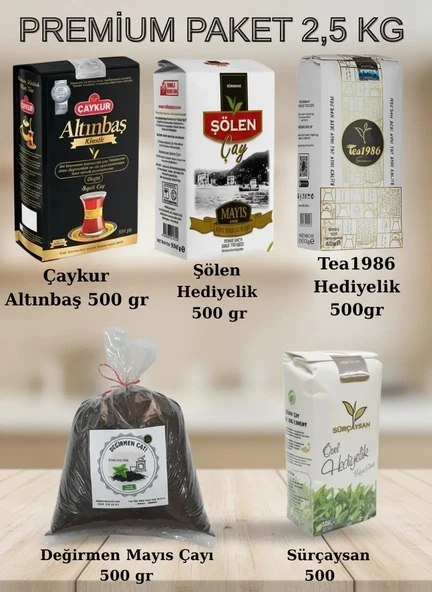 Premium Çay Gurme Seti 2.5 kg  Altınbaş, Şölen, Tea1986, Sürçaysan ve Değirmen Çayı ürün görseli 1
