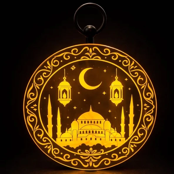 Hoş Geldin Ramazan Cami Motifli Işık Dekor Süs 1 Adet ürün görseli 1