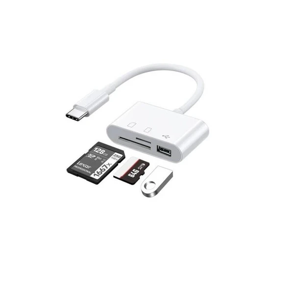 Usb Type C To Sd Microsd Tf Kart Okuyucu Usb 3in1 Çevirici Dönüştürücü Adaptör ürün görseli 1