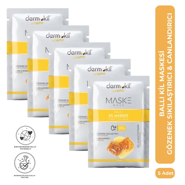 Dermokil Gözenek Sıkılaştırıcı Ballı Kil Maskesi 15 ml x 5 Adet ürün görseli 1
