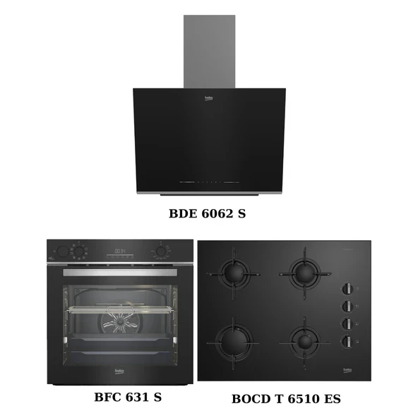 Beko Siyah Ankastre Set (Bde 6062 S + Bocd T 6510 Es + Bfc 631 S) ürün görseli 1