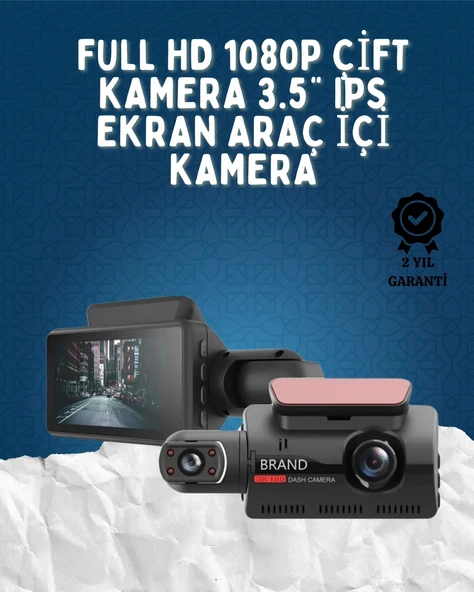 Çift Görüşlü Dashcam – Gece Görüşlü 1080p Araç İçi Güvenlik Kamerası ürün görseli 1