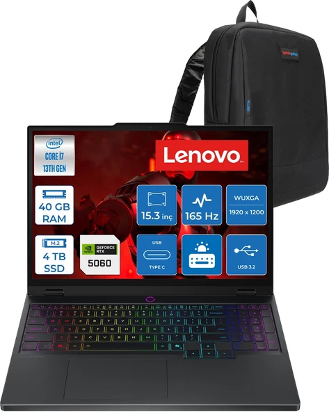 Lenovo Legion 5 Intel Core I7 13650HX 40GB 4tb SSD 8GB/RTX5060/115W 15.3" Wuxga IPS 100% Srgb 165Hz Windows 11 Pro Gaming Bilgisayar 83LY00B7TRP16 + Zettaçanta ürün görseli 1