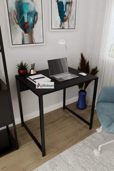 Selin Metal Ayaklı Çalışma Masası – Siyah Suntalam, Siyah Metal Ayak, Modern Ofis & Ev Masası ürün görseli 1