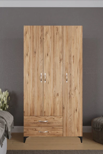 Mavera 3  Kapaklı 2 Çekmeceli Gardrop, Atlantik Çam, 90 cm ürün görseli 1