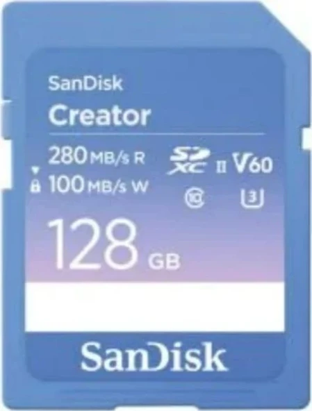 Sandisk Creator 128GB SDSDXEP-128G-GNCIS 280MB/s UHS-II SDXC 6K-4K UHD V60 Hafıza Kartı ürün görseli 1