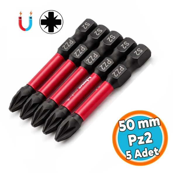 50 mm PZ2 Tayvan Çeliği Mıknatıslı Pozidriv Manyetik 1/4" Matkap Ucu 5 cm Uzunluk İmpact Bits Uç ürün görseli 1