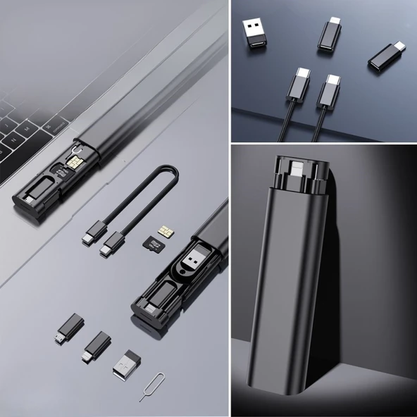 Sylar Cep Tipi 60W Bas Aç Type-C,İphone Şarj,Micro USB Hızlı Şarj Data Kablo Seti ürün görseli 1