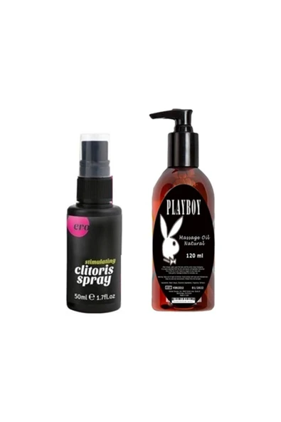 Ero Clitoris Mucizevi Kadınlara Özel Sprey 50 Ml+Playboy Mucizevi Massage Oil Masaj Yağı 120 ml ürün görseli 1