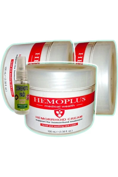 Hemoplus Krem 100 ml x 3 adet + Çörek Otu Yağı 30 ml ürün görseli 1