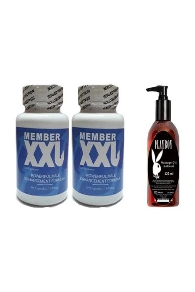 Rekze Member Xxl Erkeklere Özel 60li 2 Adet Playboy 120 ml Masaj Yağı ürün görseli 1
