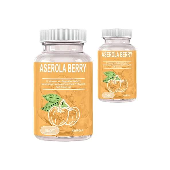 Aserola Berry 2 Kutu Aserola Ekstratlı C Vitaminli Antioksidanlı Probiyotik 30lu Soft Jel Kapsüller ürün görseli 1