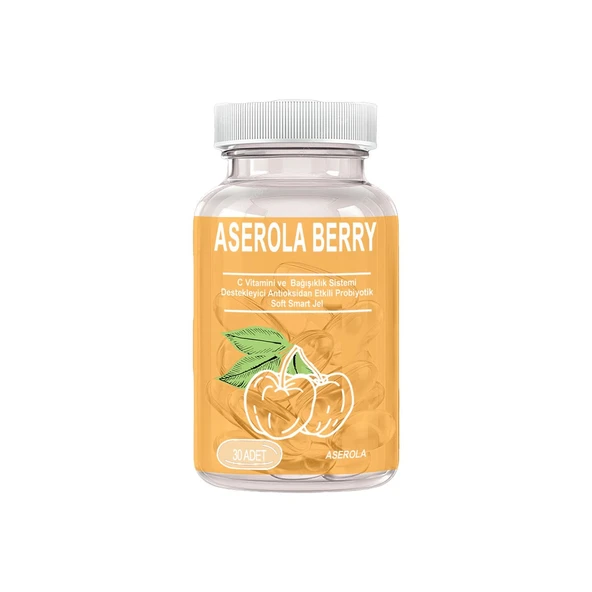 Aserola Berry 1 Kutu Aserola Ekstratlı C Vitaminli Antioksidanlı Probiyotik 30lu Soft Jel Kapsüller ürün görseli 1