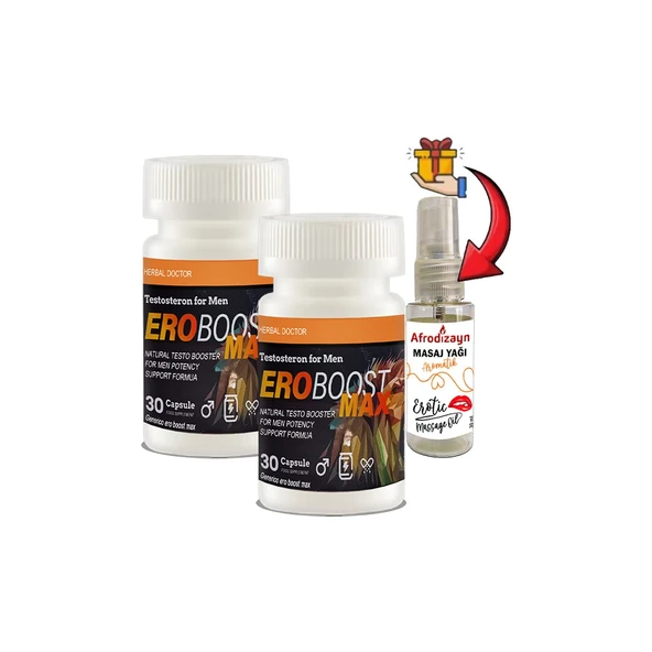 Ero Boost Max 2 Kutu Erkeklere Özel 30lu Destekleme + Afrodizayn Masaj Yağı 30 ml ürün görseli 1