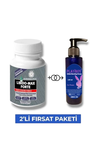 Libido Max Forte Erkeklere Özel Bölge Destekleyici 30'lu + Playboy Libido Arttırıcı Krem 125 ml ürün görseli 1