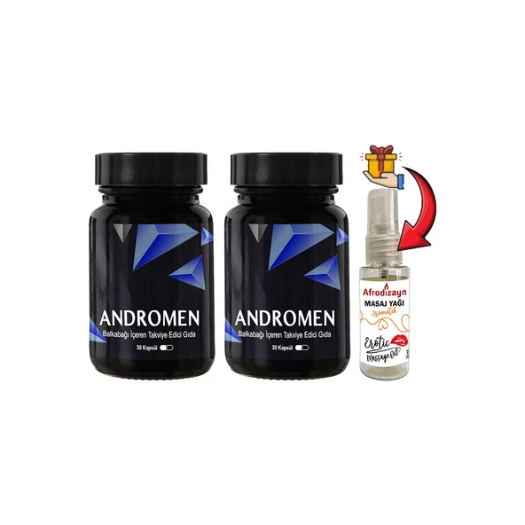 Anrdomen 2 Kutu Erkeklere Özel Yoğun Balkabağı Ekstratı İçeren 30 lu + Afrodizayn Masaj Yağı 30 ml ürün görseli 1