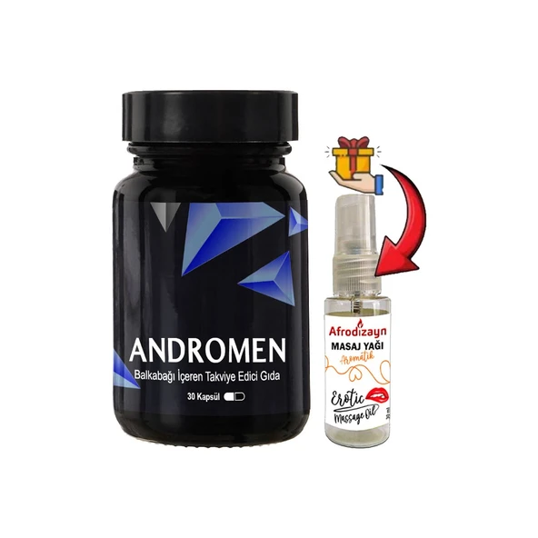 Anrdomen 1 Kutu Erkeklere Özel Yoğun Balkabağı Ekstratı İçeren 30 lu + Afrodizayn Masaj Yağı 30 ml ürün görseli 1