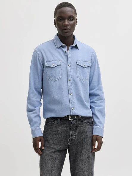 JJESHERIDAN SHIRT L/S NOOS Light Blue Light Blue M ürün görseli 1