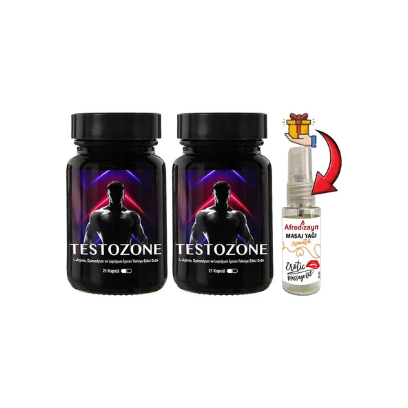 Testozone 2 Kutu Erkeklere Özel L-Argininli Lepidyumlu + Afrodizayn Masaj Yağı 30 ml ürün görseli 1