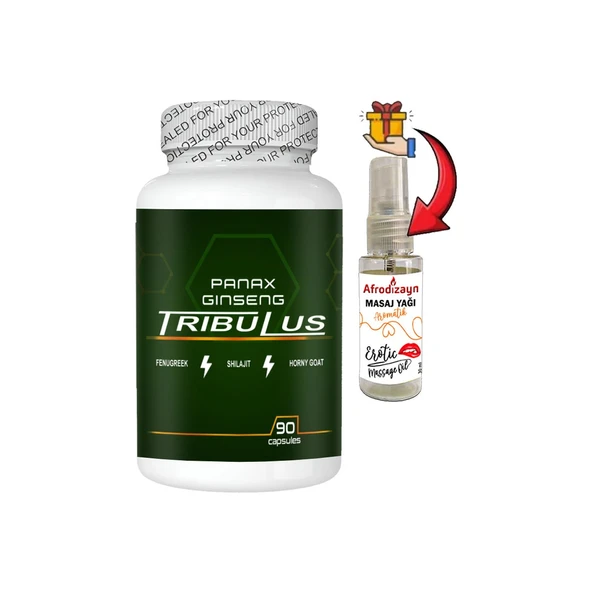 Panax 1 Kutu Panax Ginseng Tribuluslu Fenugreekli Shilajitli Hornygoatlı 90 lı Caps + Afrodizayn Yağ ürün görseli 1