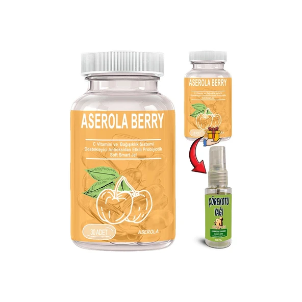 Aserola Berry 2 Ad Aserola Ekstratlı C Vitaminli Probiyotik 30lu Soft Jel Kapsüller + Çörek Otu Yağı ürün görseli 1