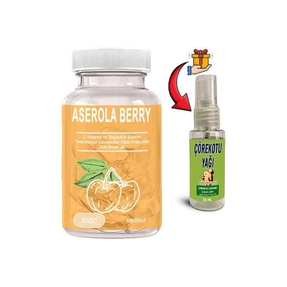 Aserola Berry 1 Ad Aserola Ekstratlı C Vitaminli Probiyotik 30lu Soft Jel Kapsüller + Çörek Otu Yağı ürün görseli 1