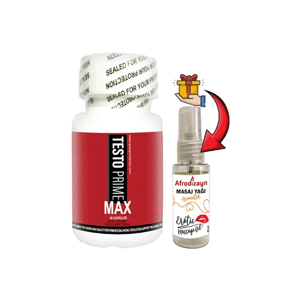 TestoPrime 1 Kutu Erkeklere Özel 30 lu Destek + Afrodizayn Masaj Yağı 30 ml ürün görseli 1