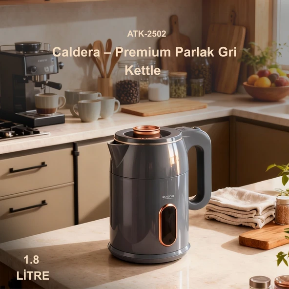 Evona Caldera Premium Parlak Gri Kettle Su Isıtıcısı Dayanıklı Ve Zarif ürün görseli 1