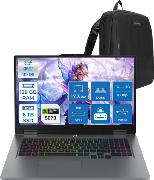 Lenovo Loq 17IRX10 Intel Core I7 14700HX 128GB Ddr5 6tb SSD RTX5070 8gb 115W Freedos 17 Inç Fhd (1920X1080) IPS 300NITS 165HZ 100% Srgb Taşınabilir Bilgisayar W83JH006HTRF53 + Zetta Çanta ürün görseli 1