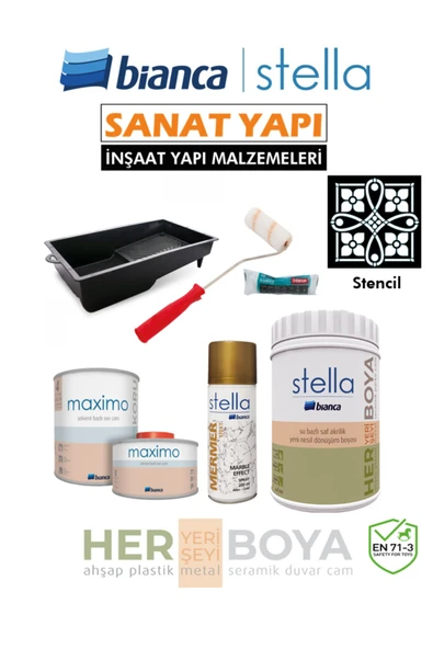 Bianca Stella Beyaz Boya Set 1 Lt + Stencil ürün görseli 1