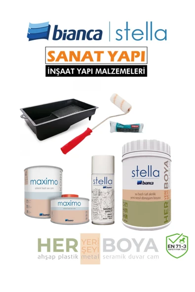 Bianca Stella Set 1lt Yeni Nesil Dönüşüm Boyası Siyah - Dolap-fayans-cam-plastik-ahşap-duvar ürün görseli 1